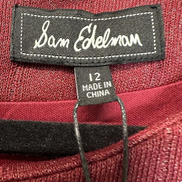 Sam Edelman Dress Long‎ Sleeve Sheath Cocktail Mini Short Red Knit Size 12 NWT - Picture 13 of 16